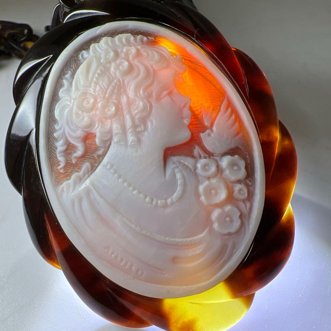 専用本鼈甲　シェルカメオチェーンネックレス　20g 東Y8-0114☆2Fトヒチ