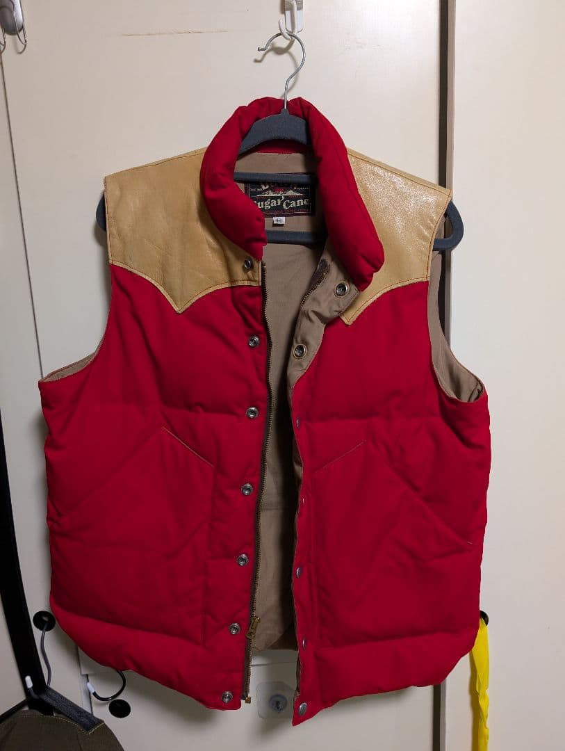 Sugar Cane ダウンベスト M 赤/ベージュ