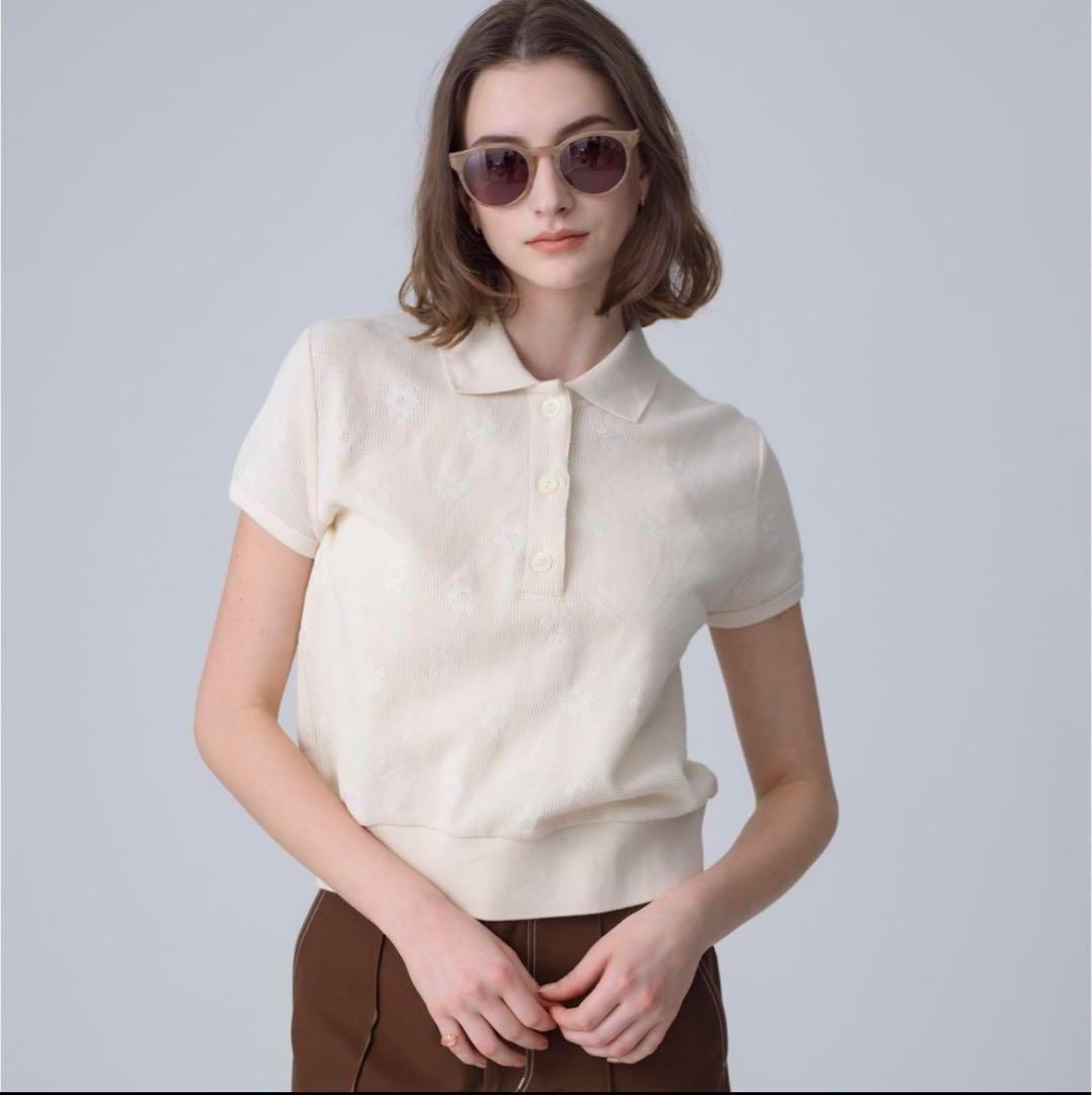 Ron Hermanロンハーマン フラワーワッフルポロシャツ XS(M相当)