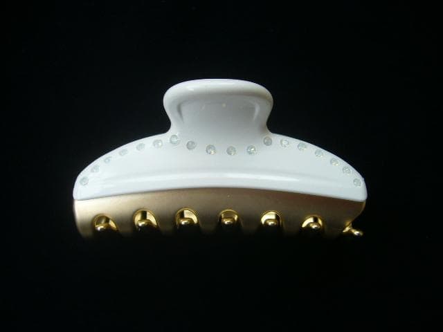 ☆新品☆アレクサンドルドゥパリ●クリスタル付きヘア クリップ/ホワイト/M