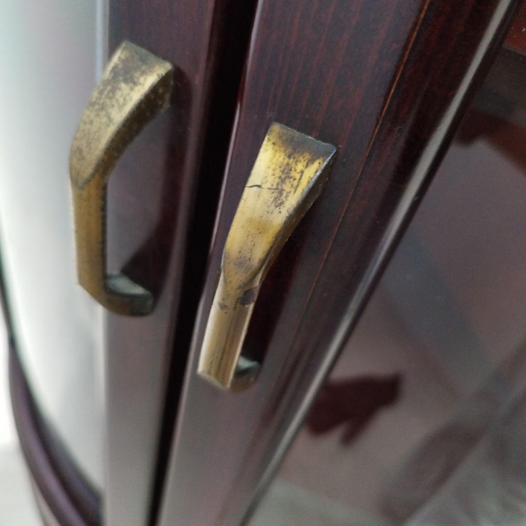 【引き取り歓迎】カリモク コーナーキャビネット ガラス扉 木製 赤茶