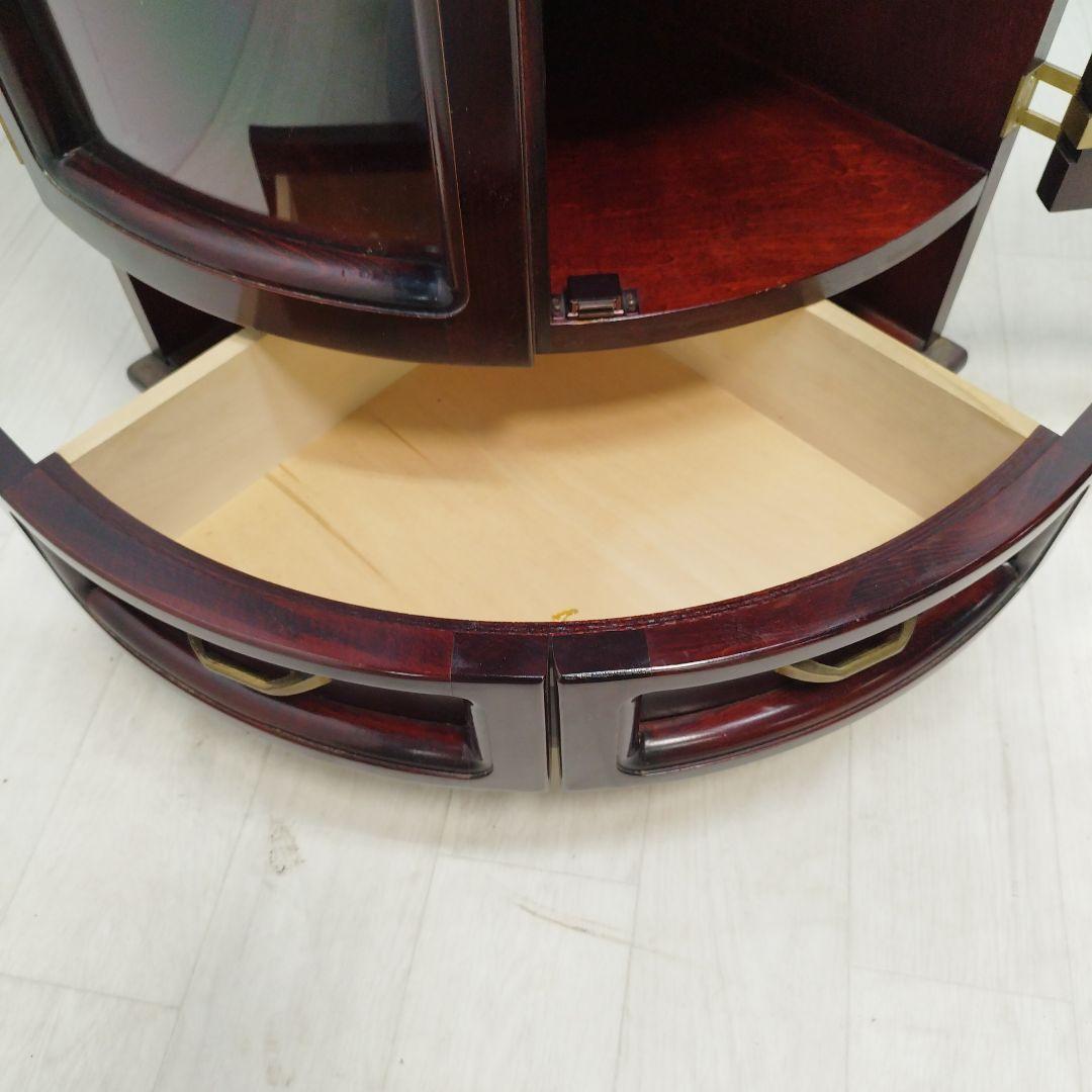 【引き取り歓迎】カリモク コーナーキャビネット ガラス扉 木製 赤茶