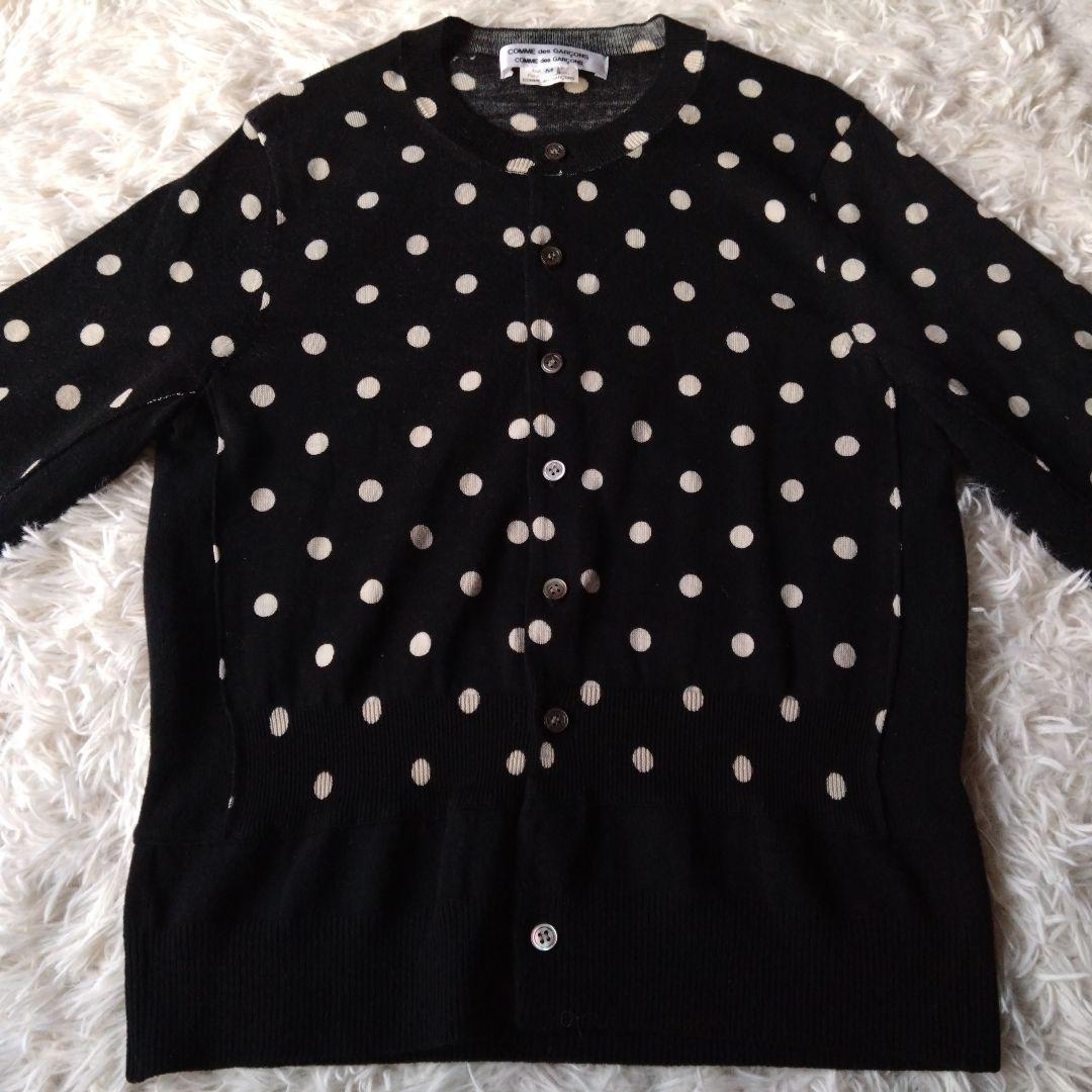 コムデギャルソン　コムコム　ドット　ブラックニットカーディガン　ペプラム切り替え