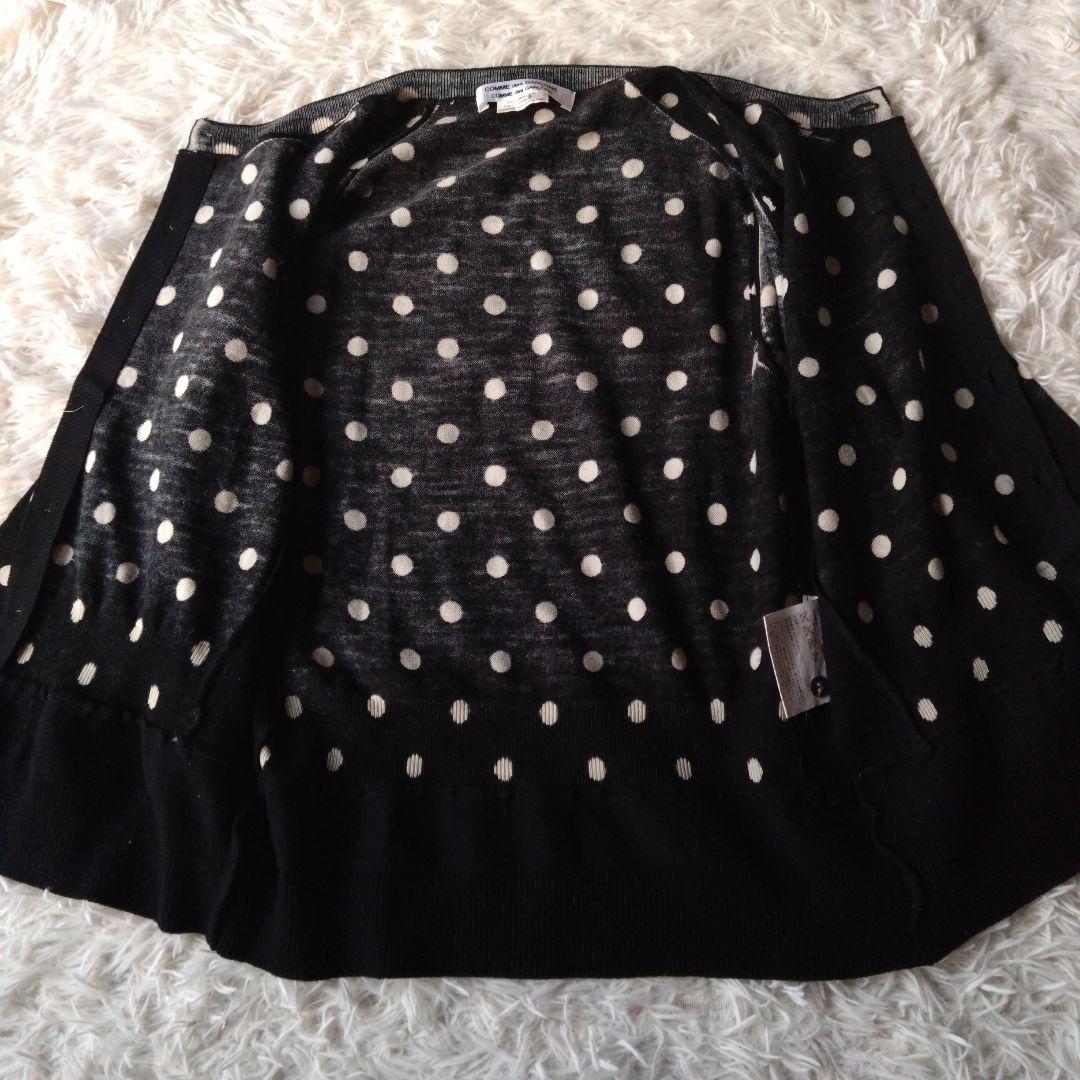 コムデギャルソン　コムコム　ドット　ブラックニットカーディガン　ペプラム切り替え