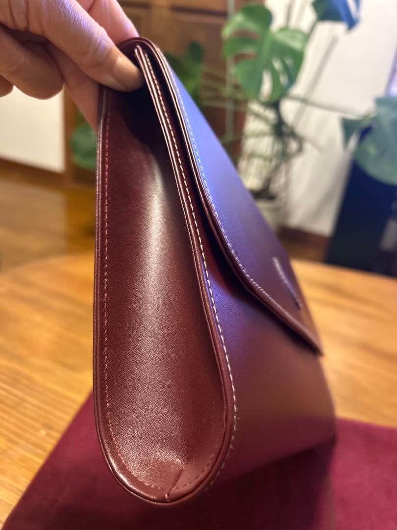 バーガンディレザー クラッチバッグ