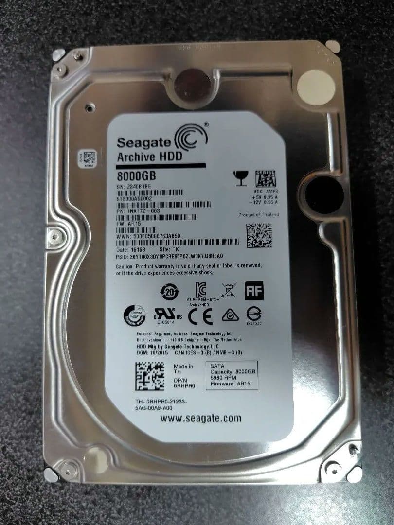 内蔵型ハードディスクドライブ Seagate 8TB HDD (ST8000AS0002)