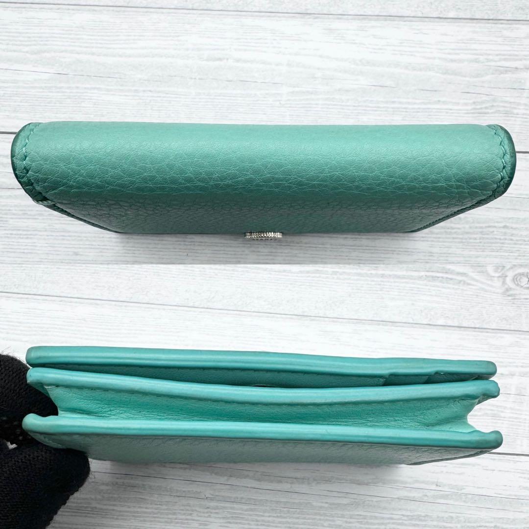 【美品】TIFFANY 名刺入れ カードケース ブルー　レザー　レディース