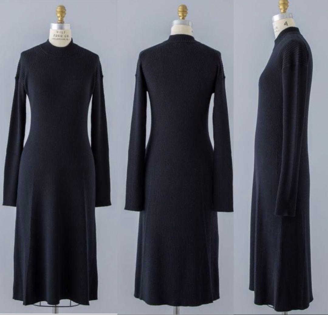 BLAMINK ブラミンク ウールシルクカシミヤ リブ ワンピース 36 黒