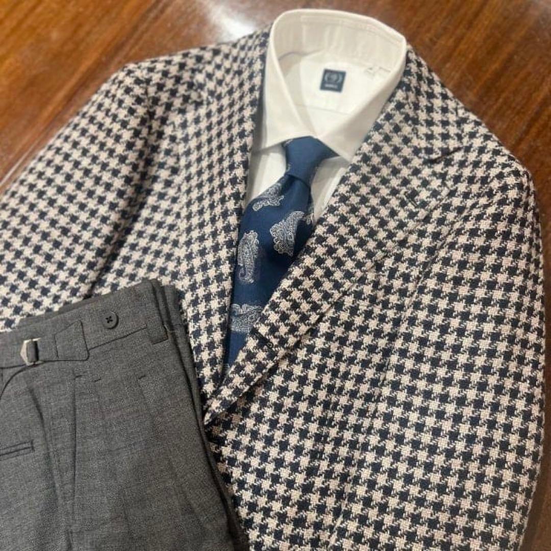 FERLA ミックスファブリック ハウンドトゥース ジャケット　42