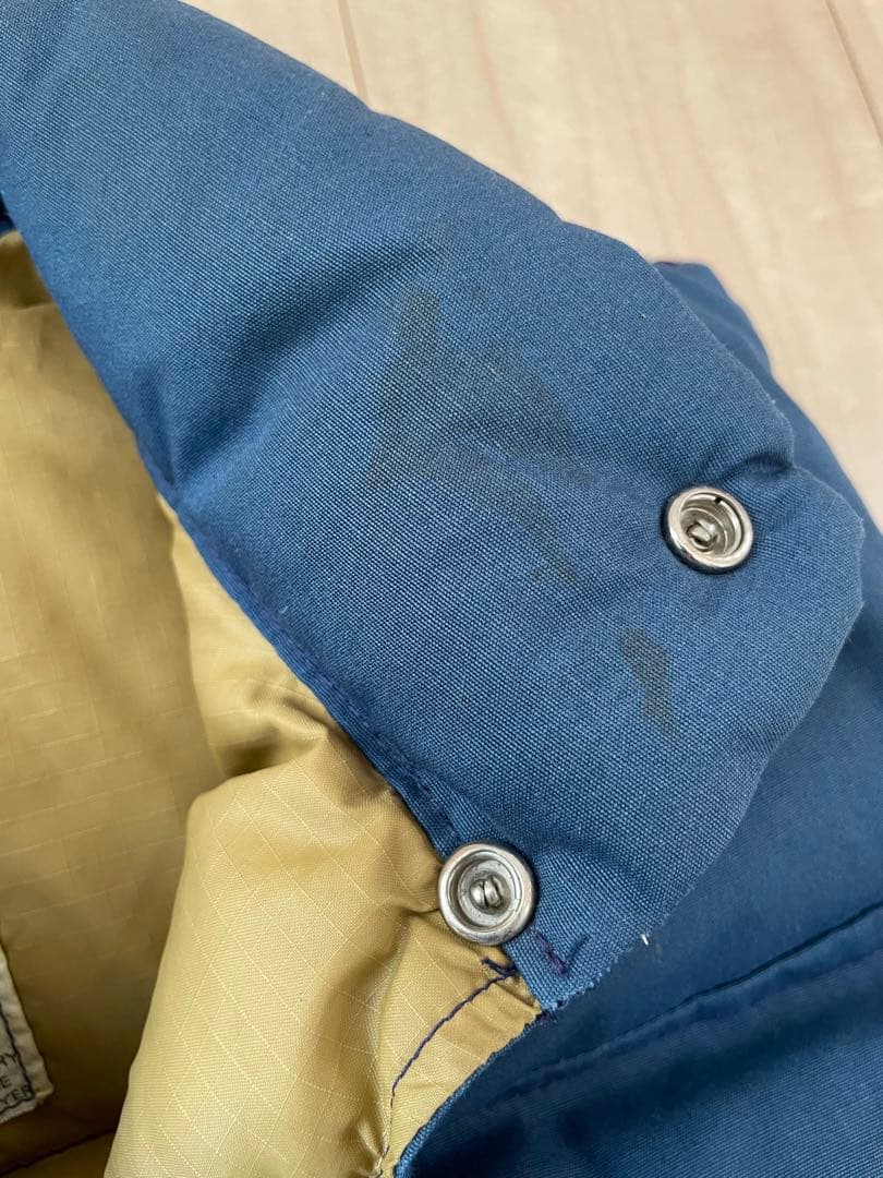 USA製　ノースフェイス　70s 茶タグ ダウンベスト　ブルー　Sサイズ