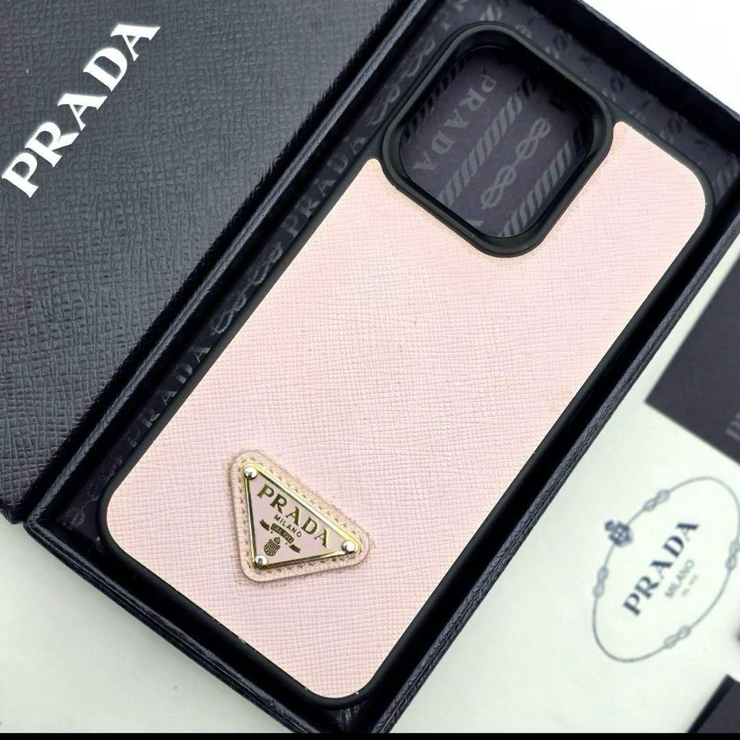 PRADA iphone13pro ケース サフィアーノレザー 三角ロゴ ピンク