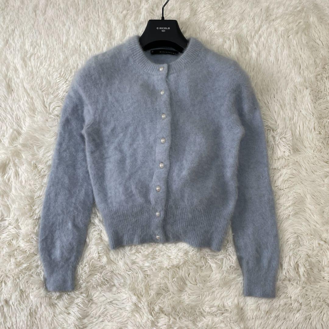 マルティニーク フォックス カシミヤ カーディガン ライトブルー レディース