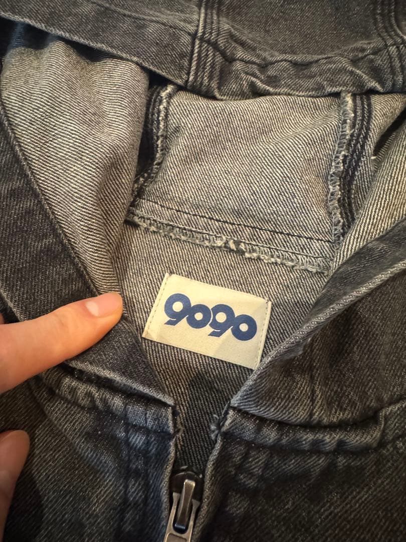 9090 フード付きジップアップパーカー グレー