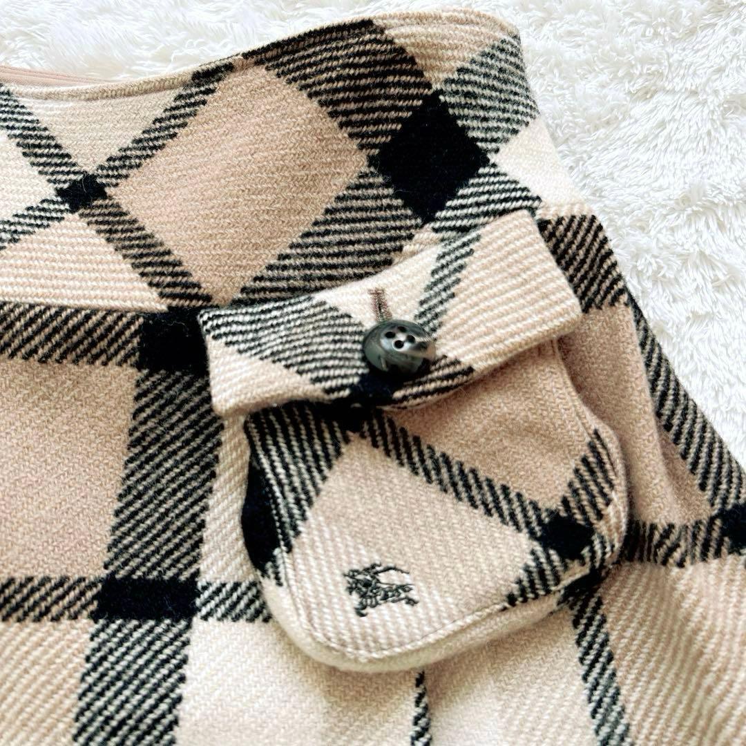 BURBERRY BLUE LABELノバチェックウールスカート　ホースロゴ刺繍