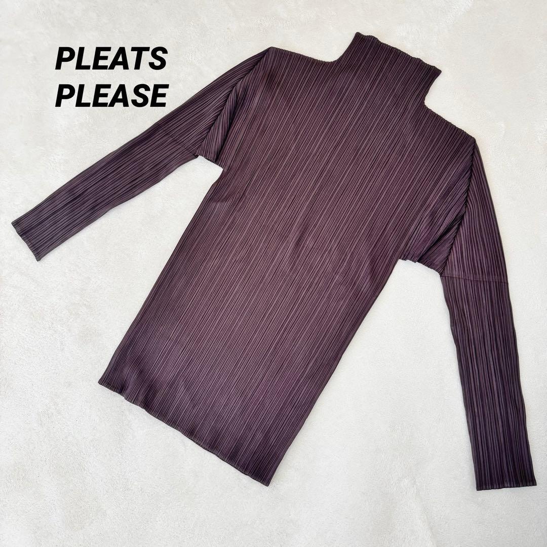 PLEATS PLEASE プリーツ　ブラウン　ハイネック　長袖　チュニック