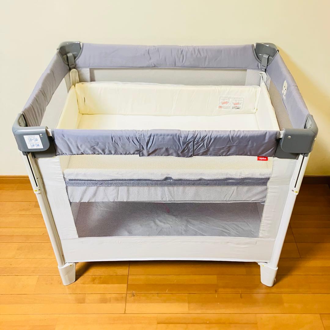 【極美品・付属品完備】アップリカ ココネルエアーABベビーベッド グレーベアー
