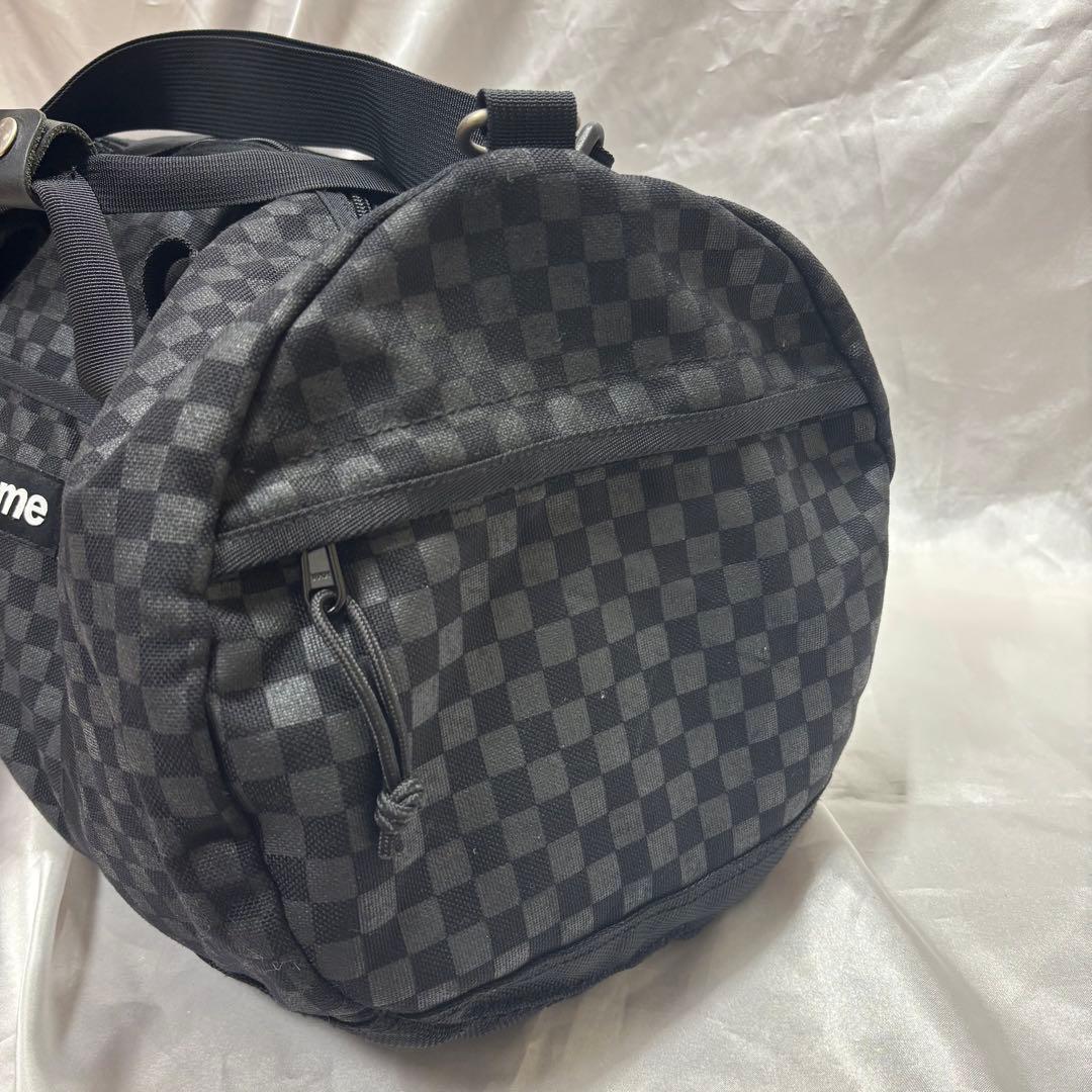 【極美品】SUPREME チェッカー柄 ダッフルバッグ ボストン BOXロゴ 黒