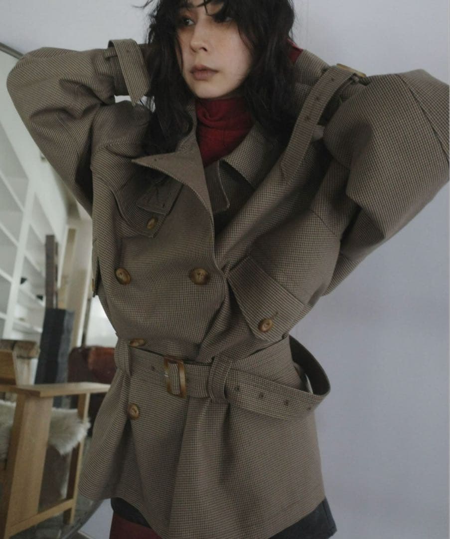 【S・ほぼ未使用】AMERI DADDY MIDI TRENCH COAT