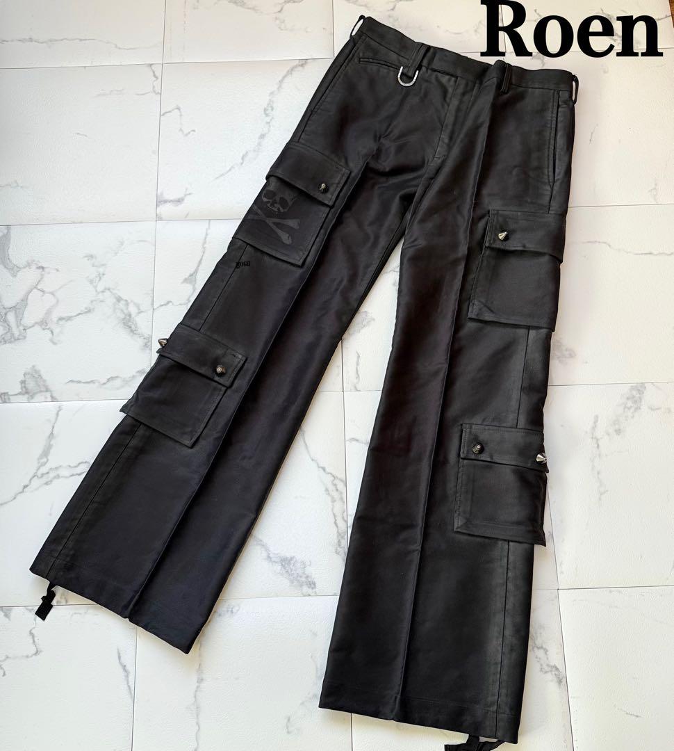Roen ロエン スタッズ スカル ポケット カーゴパンツ フレアブラック 32