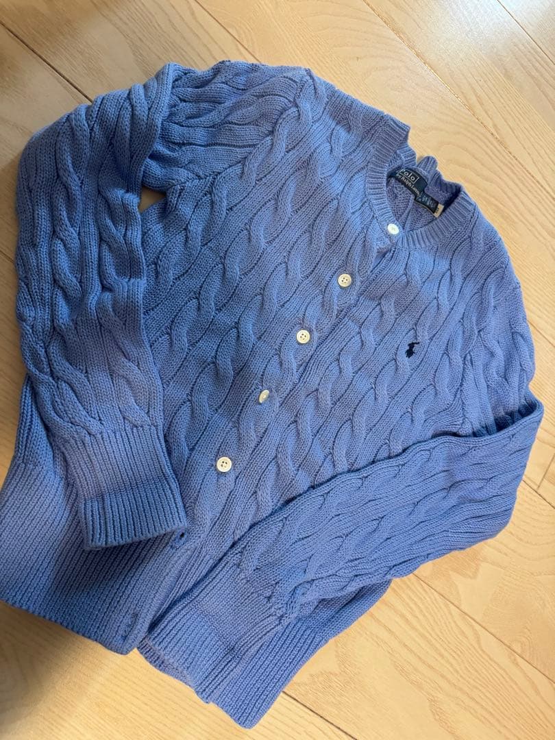 ポロラルフローレン ケーブルニット コットン クルーネック カーディガン
