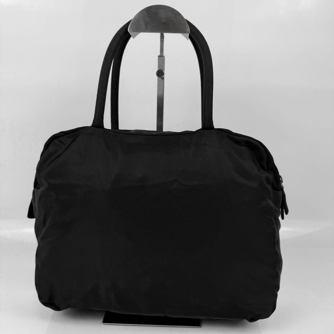 【美品】PRADA プラダ ミニボストンバッグ 三角ロゴ ナイロン 黒 白タグ