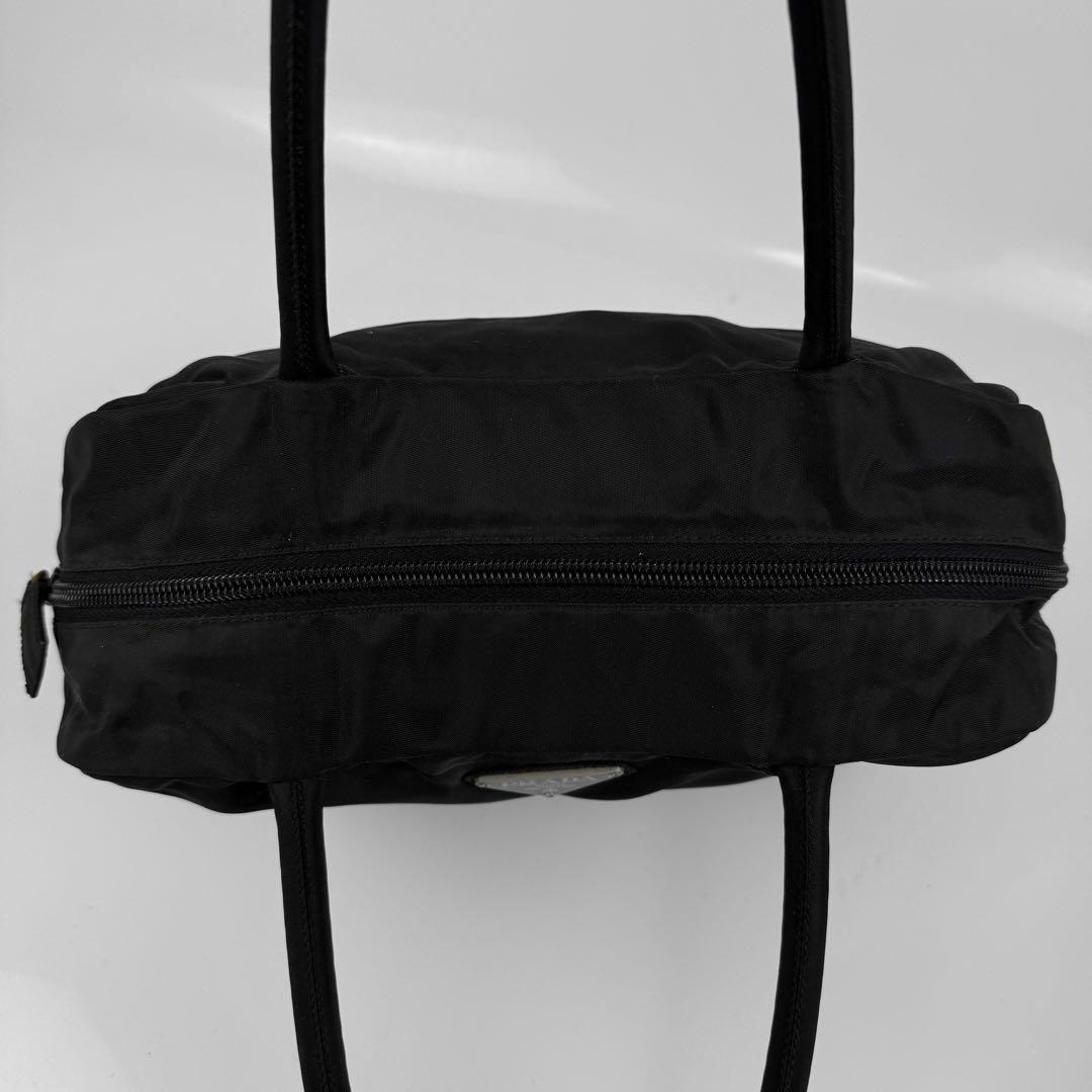 【美品】PRADA プラダ ミニボストンバッグ 三角ロゴ ナイロン 黒 白タグ
