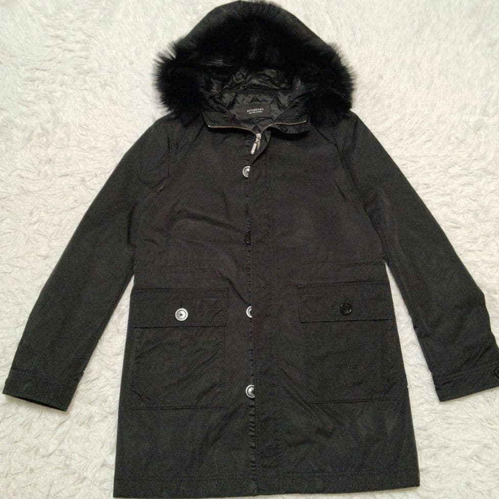 【美品】バーバリーブラックレーベル☆2way ファー　ミリタリー　モッズ　コート