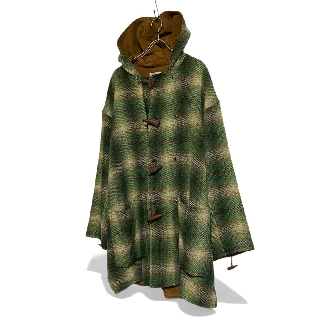 80-90s NICOLE ダッフルコート オンブレチェック 緑 古着 M