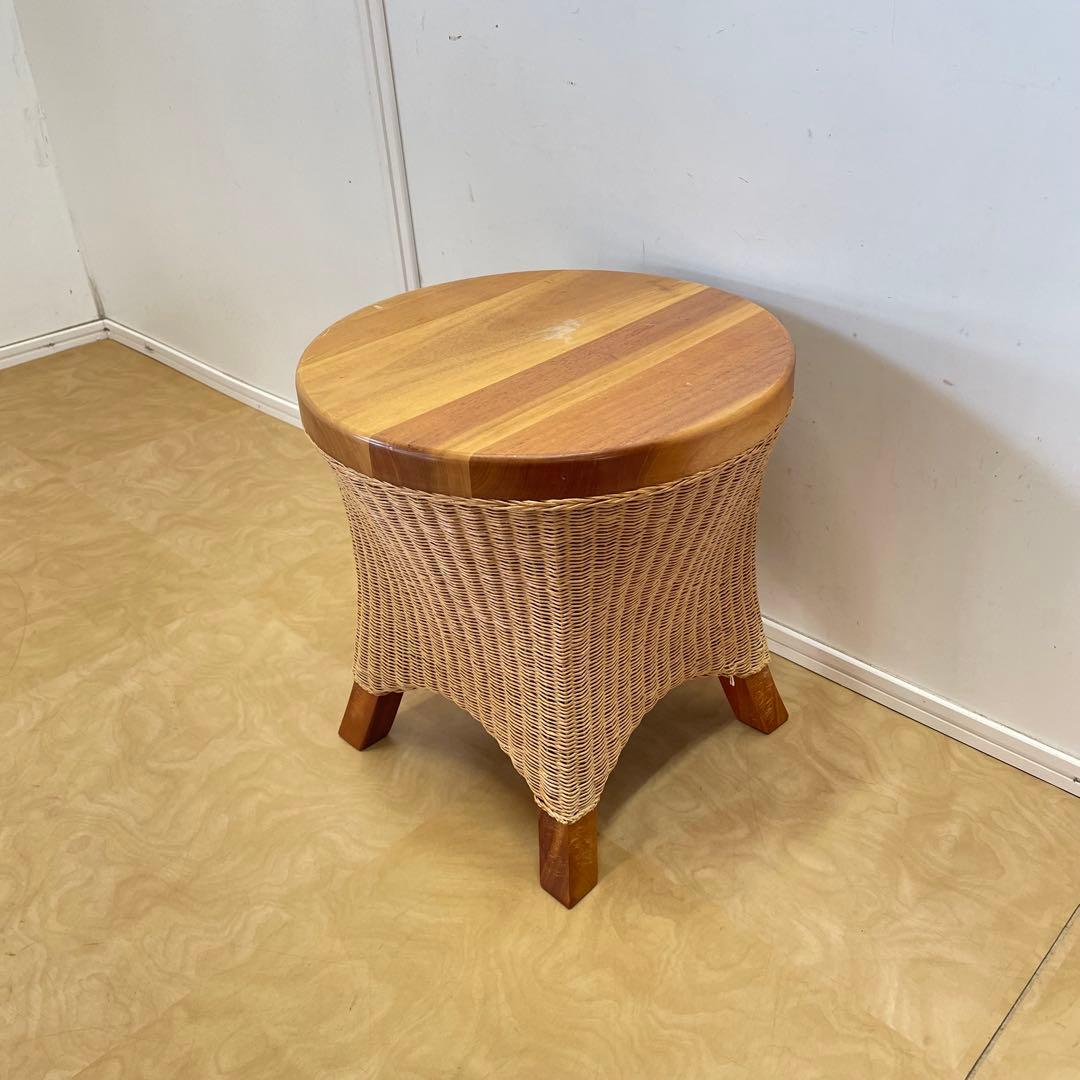 ペーパーコード編み 木製 サイドテーブル 花台 スツール テーブル 椅子 イス