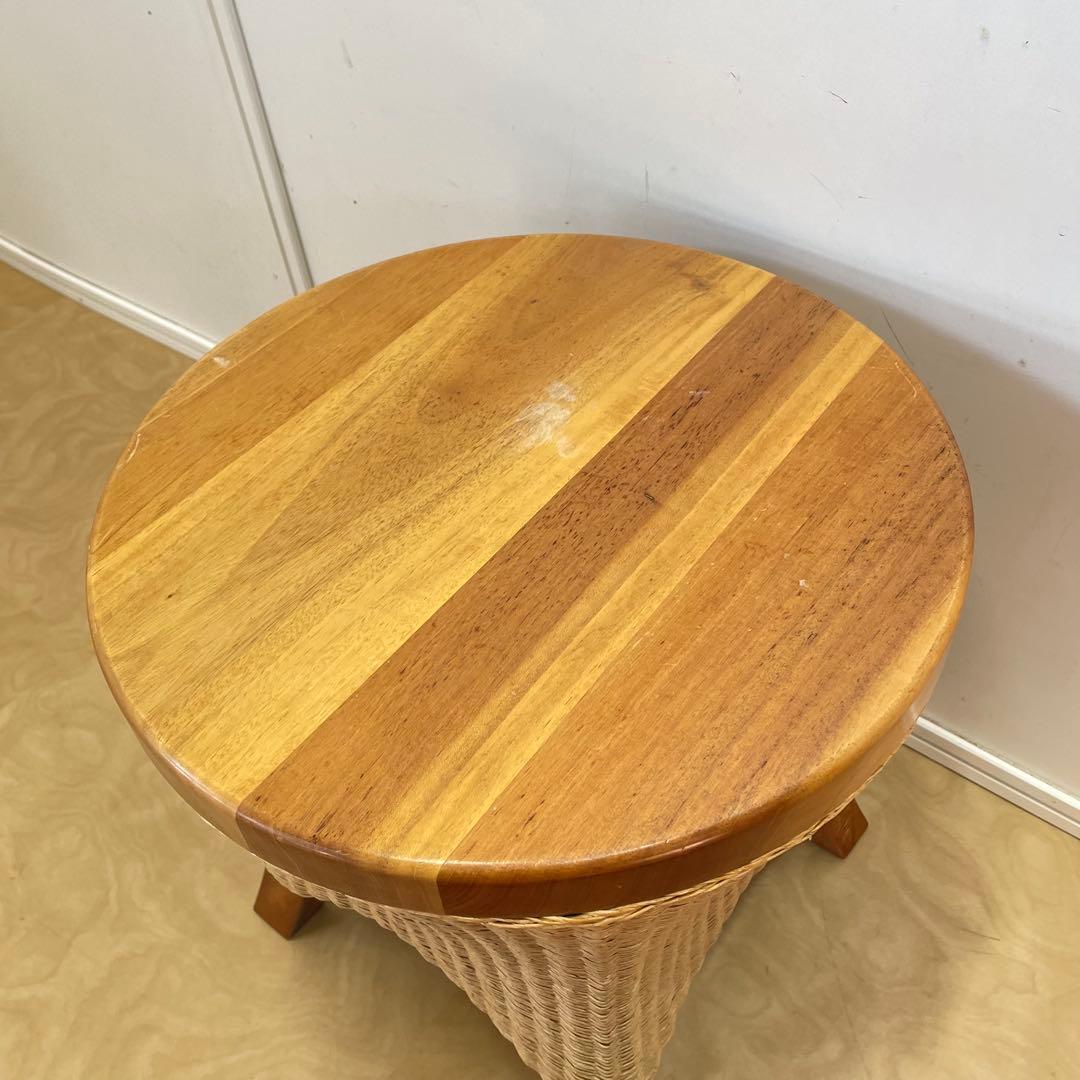 ペーパーコード編み 木製 サイドテーブル 花台 スツール テーブル 椅子 イス