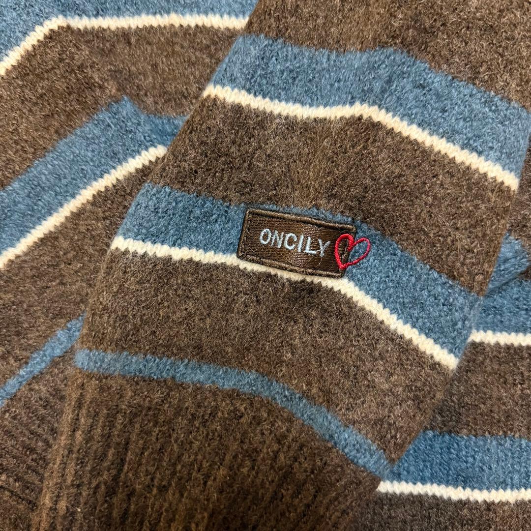 ONCILY マルチボーダーソフトタッチニットポロ