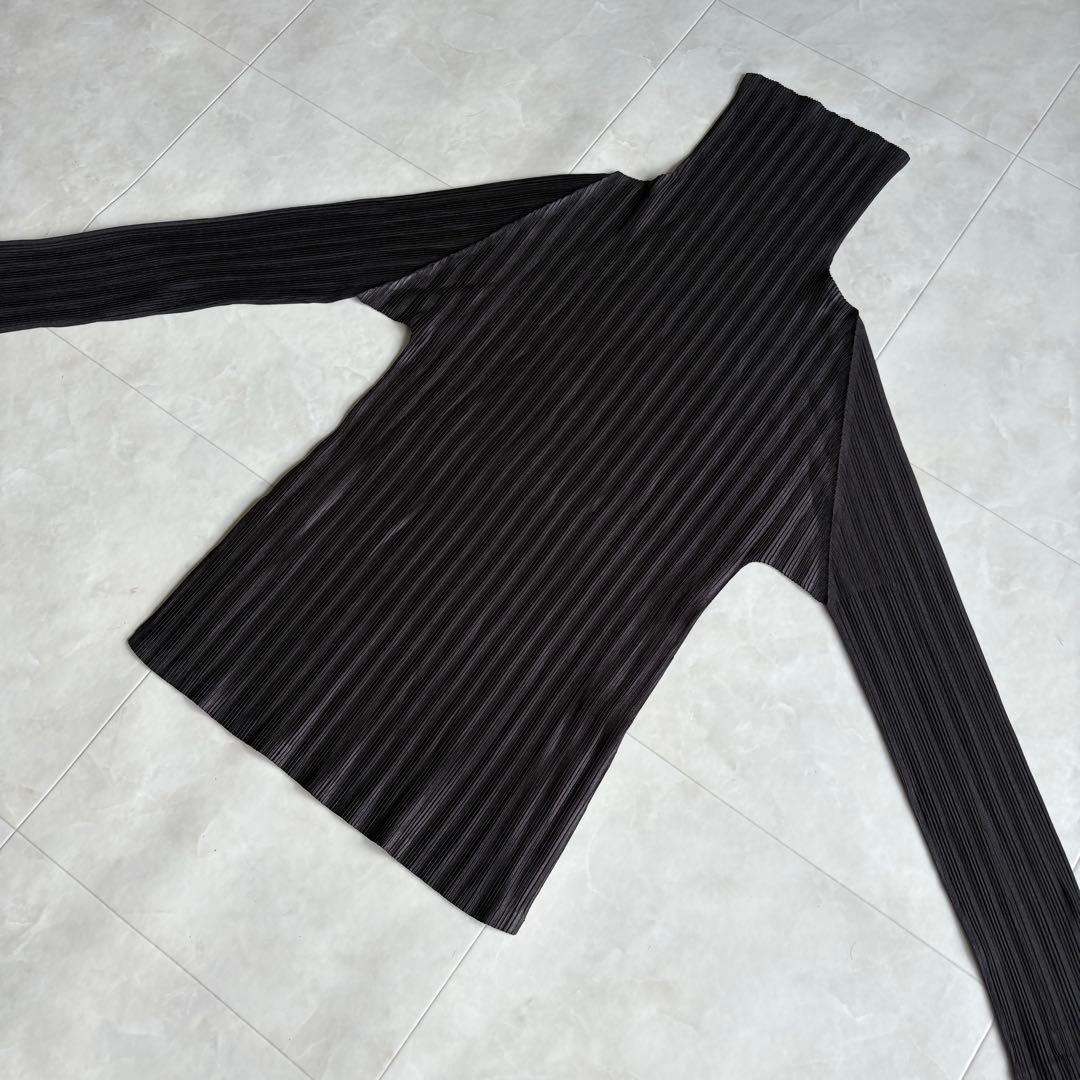 PLEATS PLEASE ハイネックプリーツトップス ダークブラウン 3