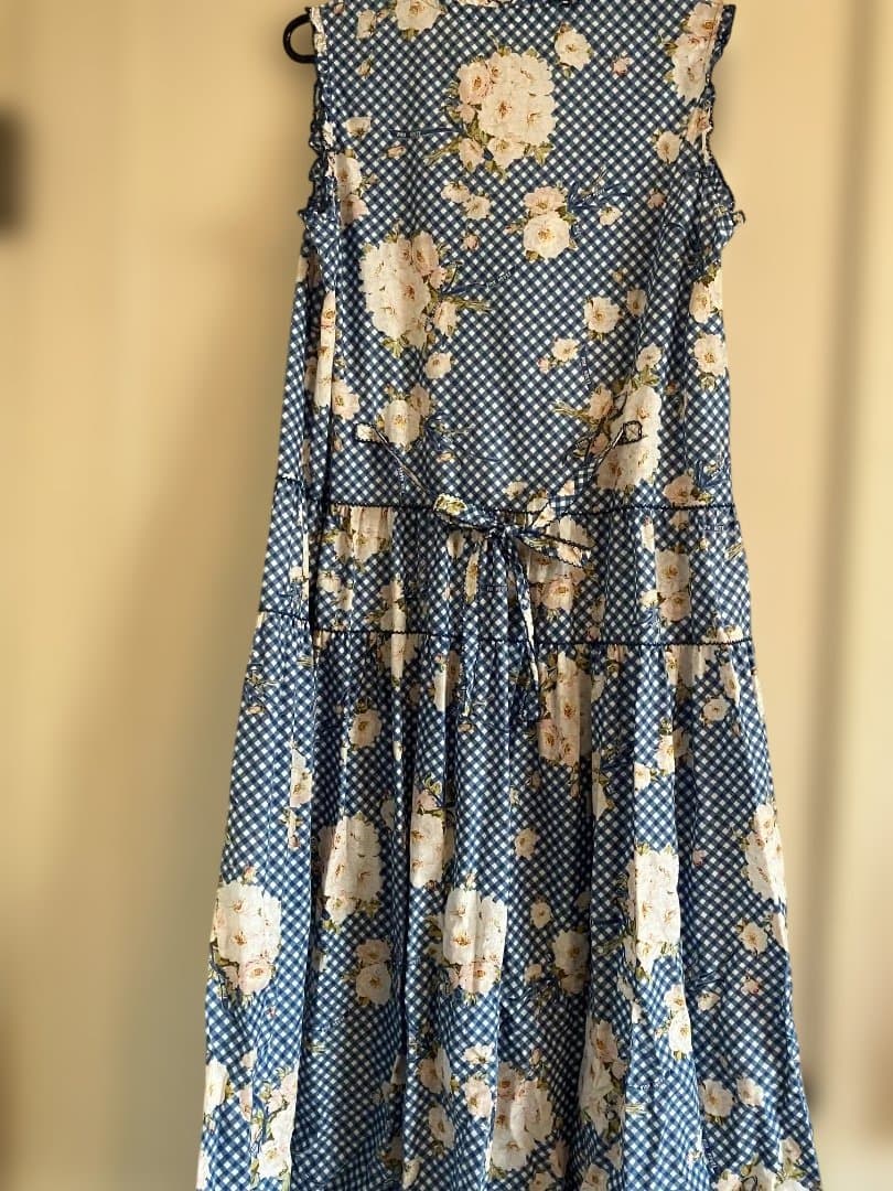 ピンクハウス 野ばらブルーギンガムワンピース