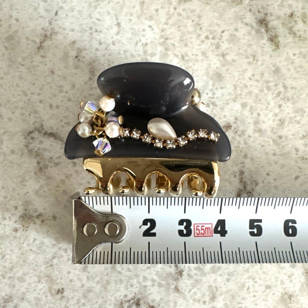 acca アッカ　クリップ　小　クリア墨黒　パール　ストーン　お花　試着のみ美品