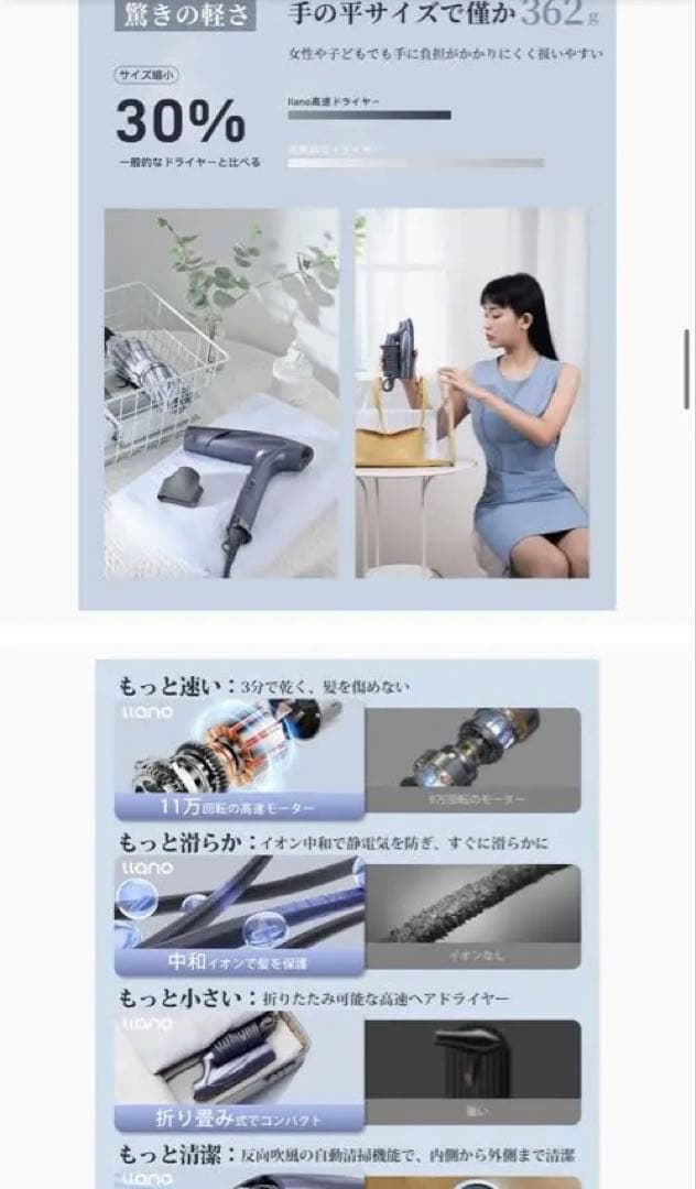 ilano Brighte ELECTRIC ヘアドライヤー グレー