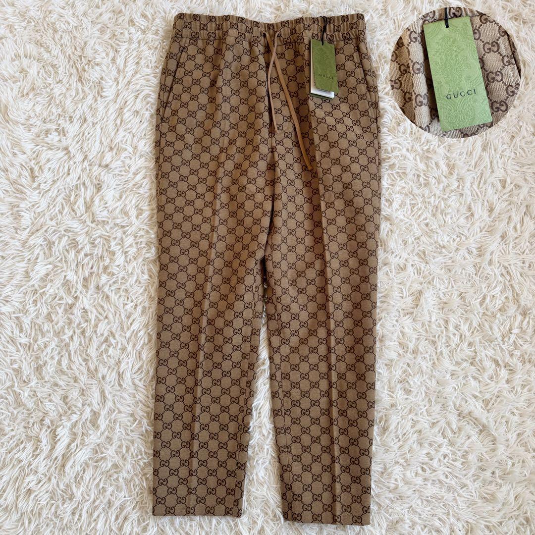 新品タグ付　グッチ　スラックス　GG　総柄　ブラウン　Mサイズ