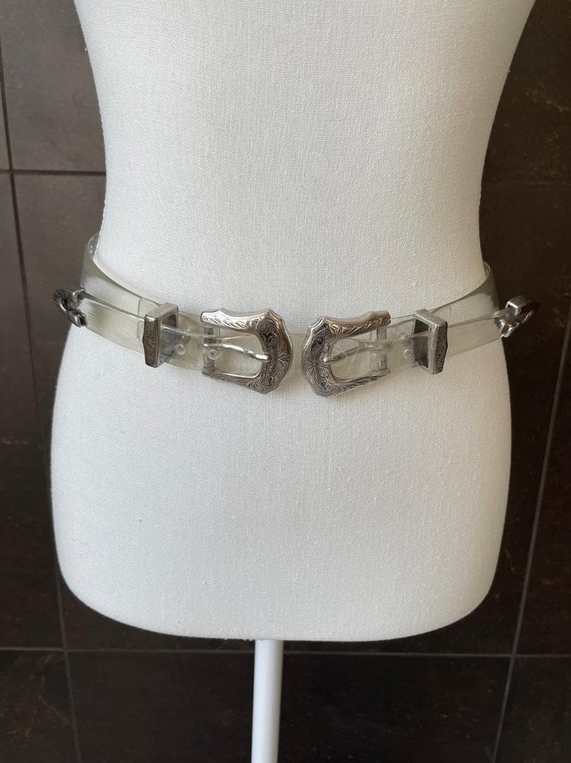 TOGA PULLA ベルト サイズ不明 クリア×シルバー金具