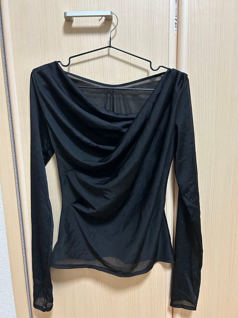 FRAY I.D シアードレープカットソー(ブラック)