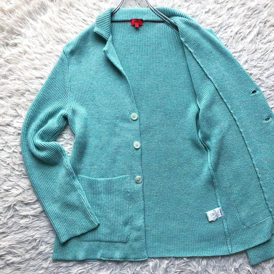 【現行未使用級 リネンコットン】イザイア　ニットテーラードジャケット　イタリア製