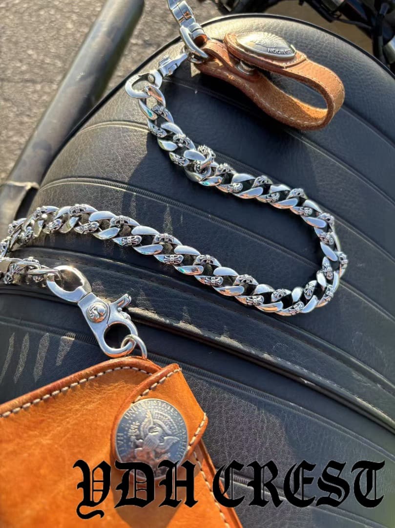 バイカー必須　ウォレット用プレーン　シルバーチェーン　TYPE1　QBKL005