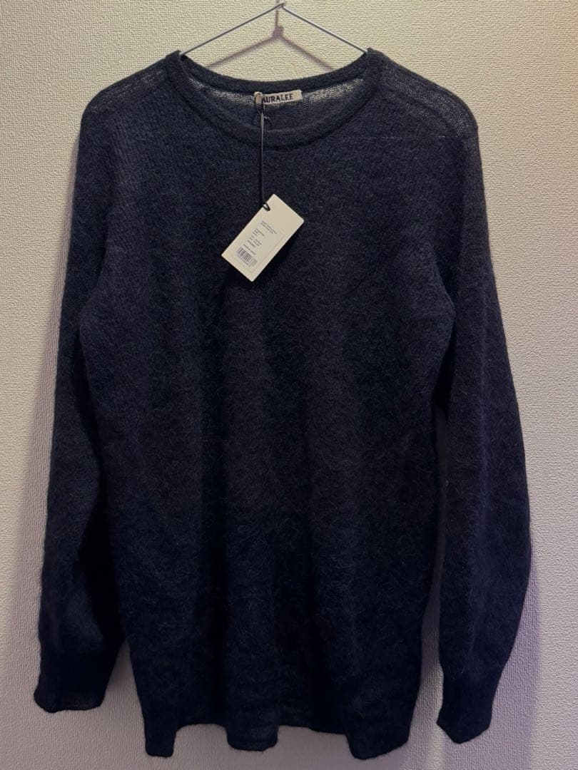 トップス AURALEE BABY SURI ALPACA SHEER KNIT P/O