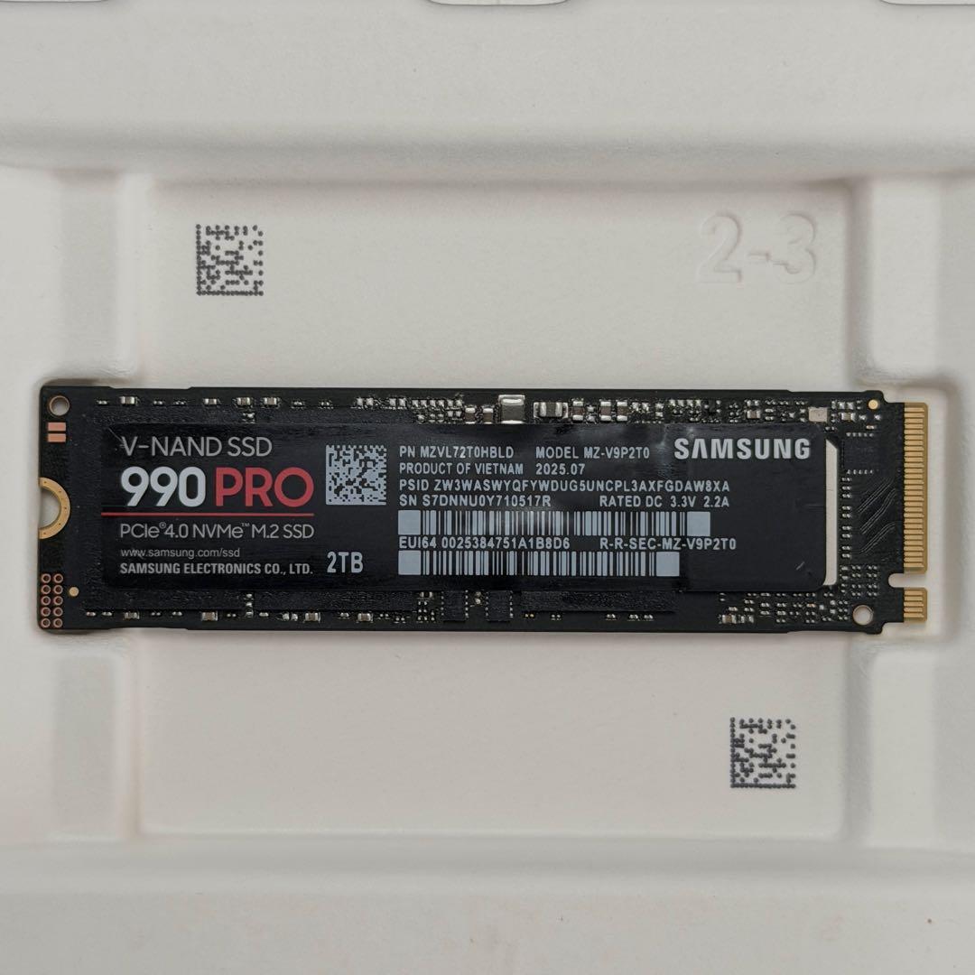 内蔵型SSD Samsung 990 PRO 2TB PCle4.0 M.2 SSD