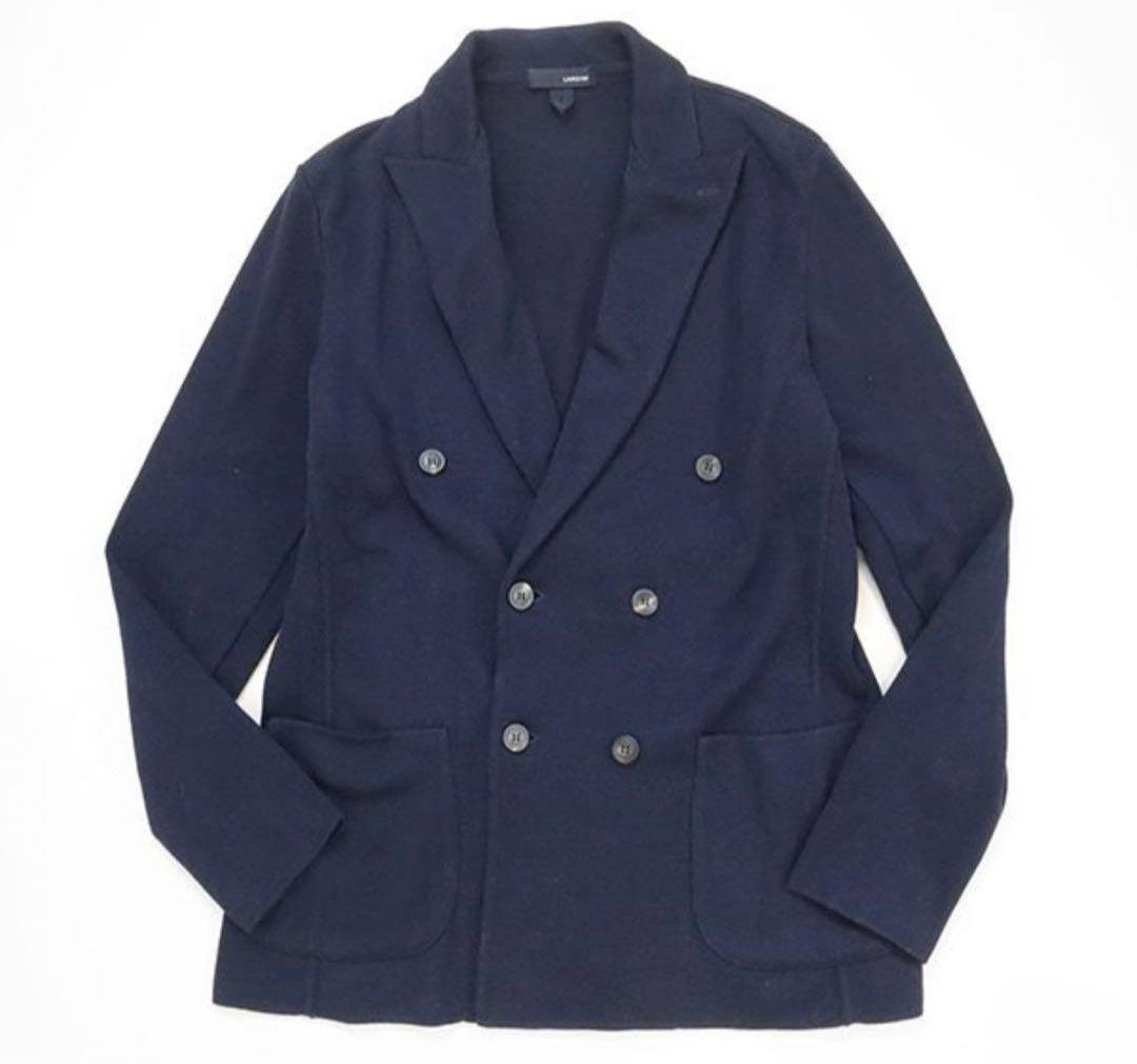 LARDINI ネイビー ダブルブレストニットジャケット