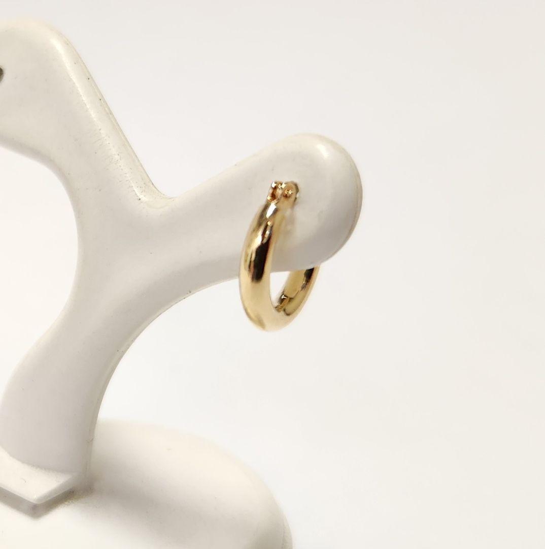 新品　K18シンプルフープピアス(リングピアス)　サイズ2mm×10mm　片耳分