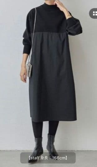 BEARDSLEY ビアズリー モックネック ニットコンビワンピース