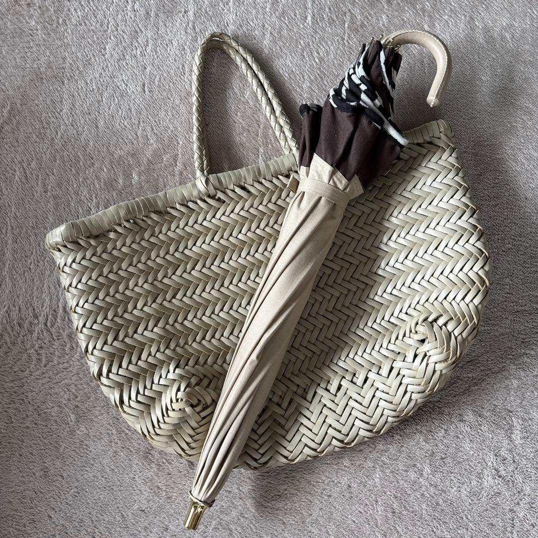 ぴのこ 未使用級ドラゴン 牛革 メッシュ トート バッグ ライトベージュ