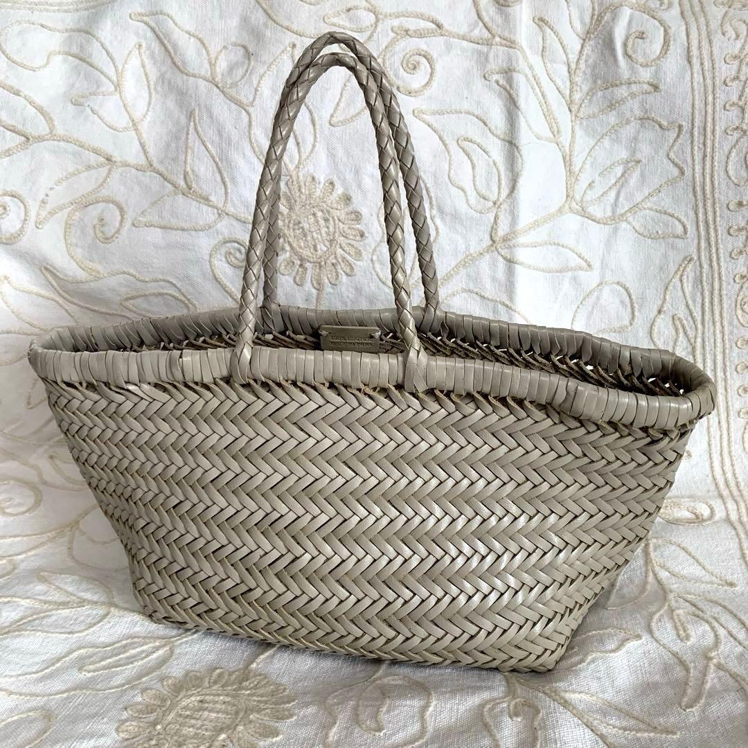 ぴのこ 未使用級ドラゴン 牛革 メッシュ トート バッグ ライトベージュ