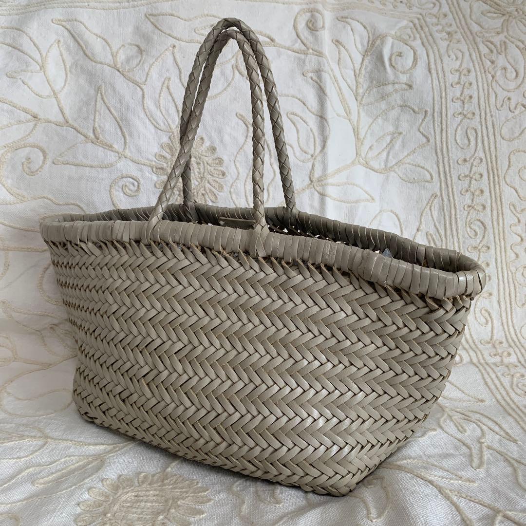 ぴのこ 未使用級ドラゴン 牛革 メッシュ トート バッグ ライトベージュ