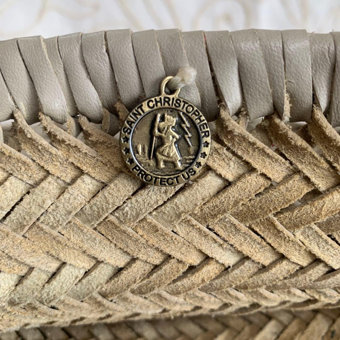 ぴのこ 未使用級ドラゴン 牛革 メッシュ トート バッグ ライトベージュ