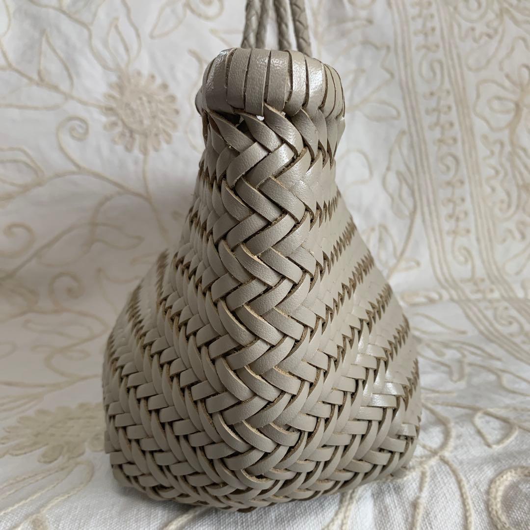 ぴのこ 未使用級ドラゴン 牛革 メッシュ トート バッグ ライトベージュ